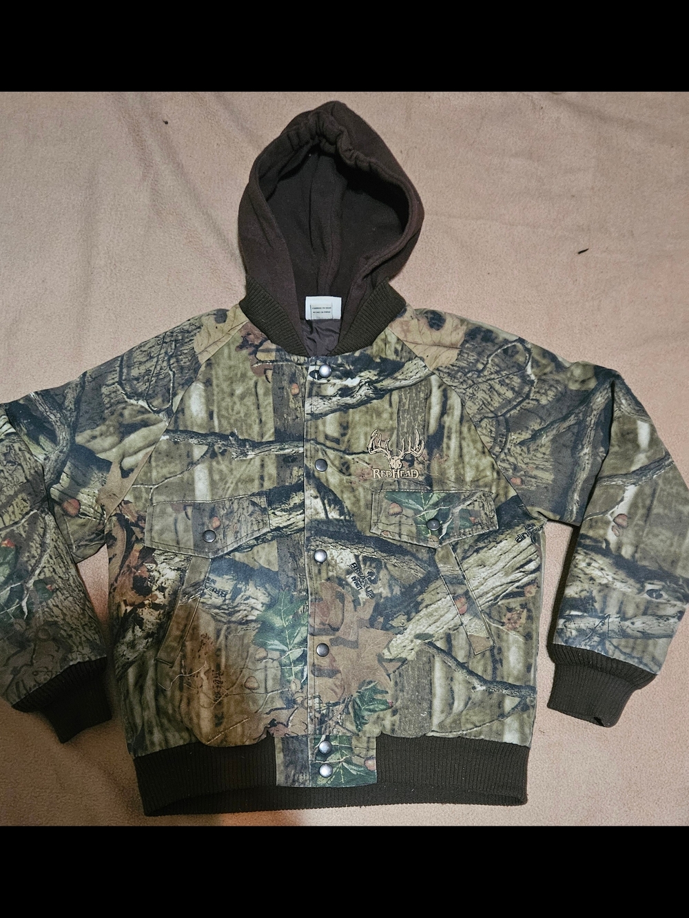 RedHead Camouflage Hooded Puffer Jacket in Green and Brown